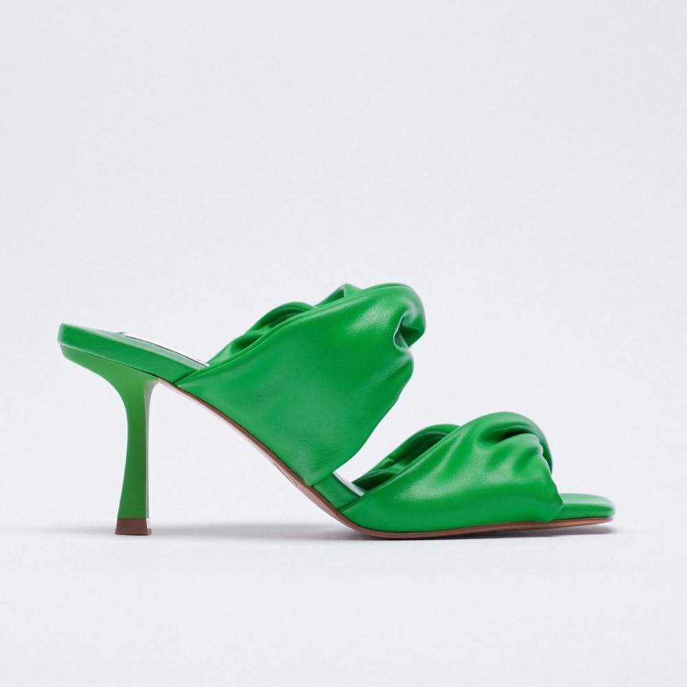 NWT Zara ruched strap green sandals